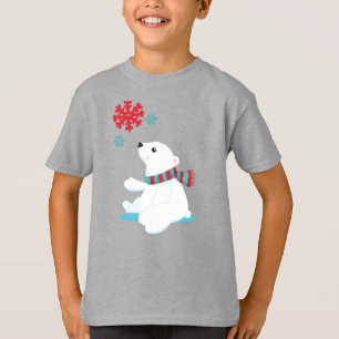 Polar Bear, Bear With Scarf, Cute Bear, Snowflakes T-Shirt
