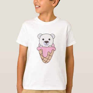 Polar Bear Bears Pink Ice Cream Waffle Cute T-Shirt