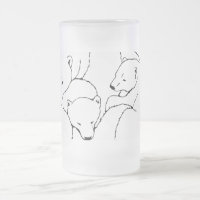 Polar Bear Beer Mug Glass Mother & Cubs Bear Mug