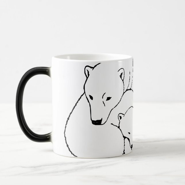 Polar Bear Beer Mug Glass Mother & Cubs Bear Mug (Left)