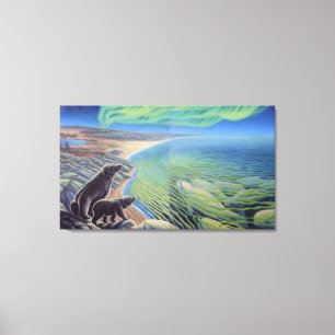 Polar Bear & Beluga Whales Painting Canvas Print