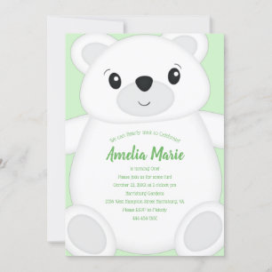 Polar Bear Birthday Party Green Invitation