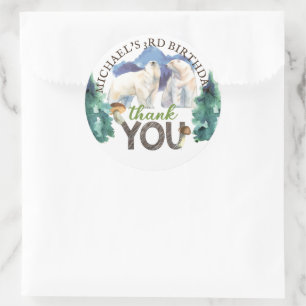 Polar Bear Birthday Personalised Thank you Classic Round Sticker
