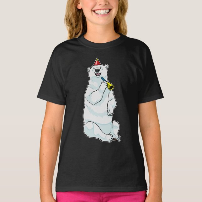 Polar bear Birthday Trumpet T-Shirt (Front)