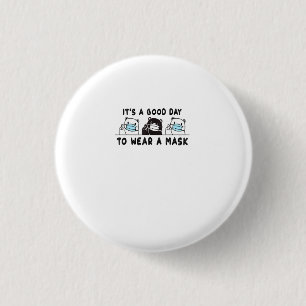 Polar Bear Black Bear Wearing Face Mask Cute Funny 3 Cm Round Badge