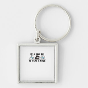 Polar Bear Black Bear Wearing Face Mask Cute Funny Key Ring