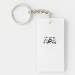 Polar Bear Black Bear Wearing Face Mask Cute Funny Key Ring