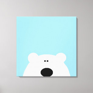 Polar Bear Blue Art Cartoon Canvas Print