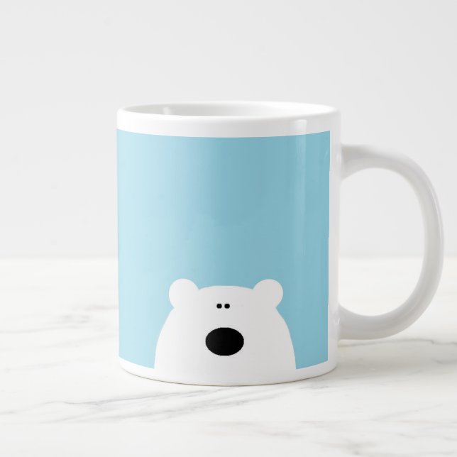 Polar Bear Blue Cartoon Large Coffee Mug (Right)