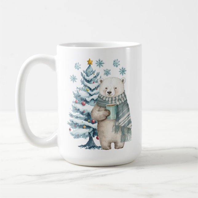 Polar Bear Blue Christmas Ceramic Mug (Left)