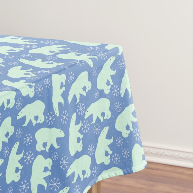 Polar Bear Blue Winter Tablecloth (In Situ)