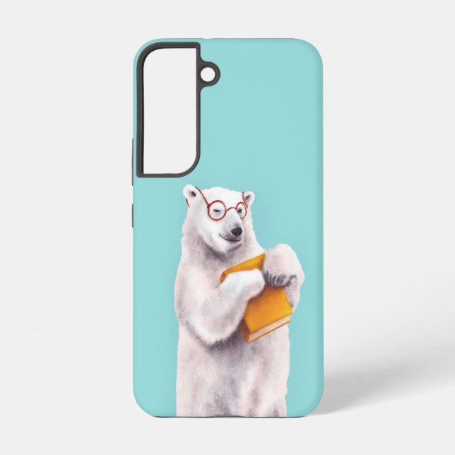 Polar Bear Book Lover - Cute Geek Animal Samsung Galaxy S22 Case (Back)