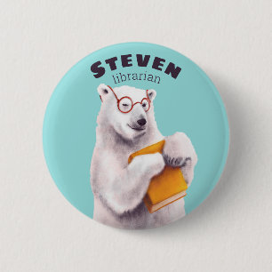 Polar Bear Book Lover Nerdy 6 Cm Round Badge