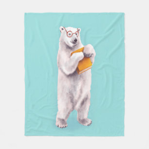 Polar Bear Book Lover Nerdy Fleece Blanket