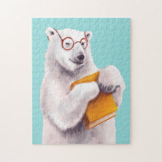 Polar Bear Book Lover Nerdy Jigsaw Puzzle