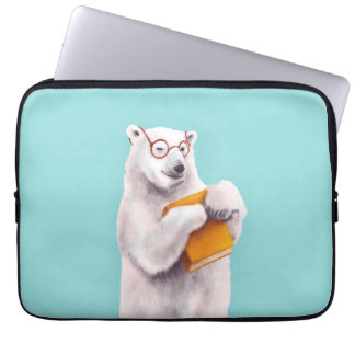 Polar Bear Book Lover Nerdy Laptop Sleeve
