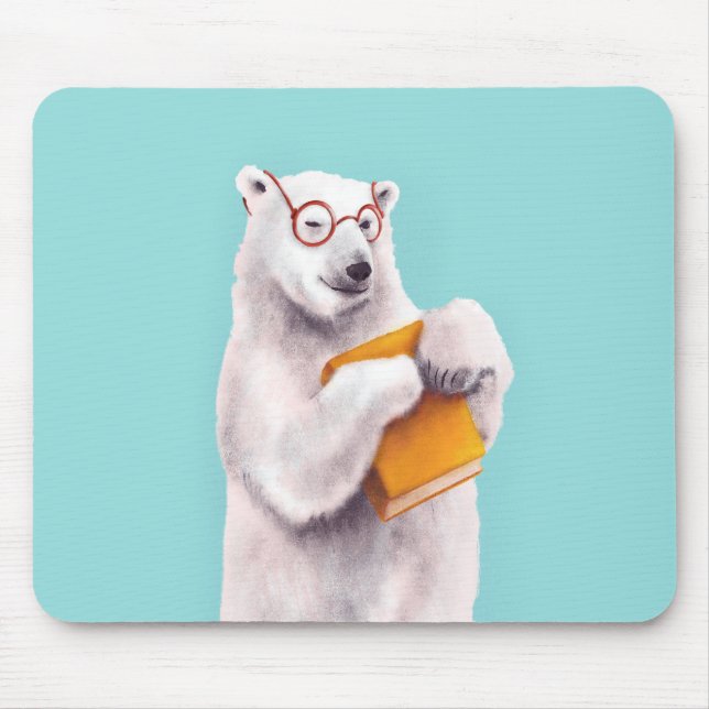 Polar Bear Book Lover Nerdy Mouse Mat (Front)