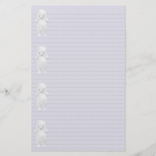 Polar Bear border stationery -optional lines (Front)