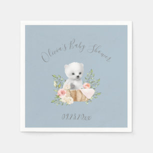 Polar Bear Boy Blue Baby Shower Napkins