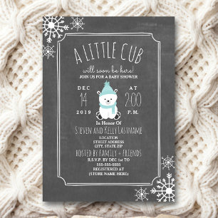 Polar Bear Boy Winter Baby Shower Inivtation Invitation