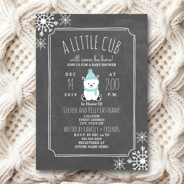 Polar Bear Boy Winter Baby Shower Inivtation Invitation (Creator Uploaded)