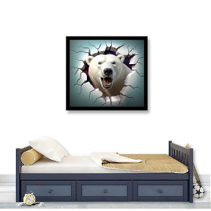 Polar Bear Breaking Out Print Poster Artwork Mural