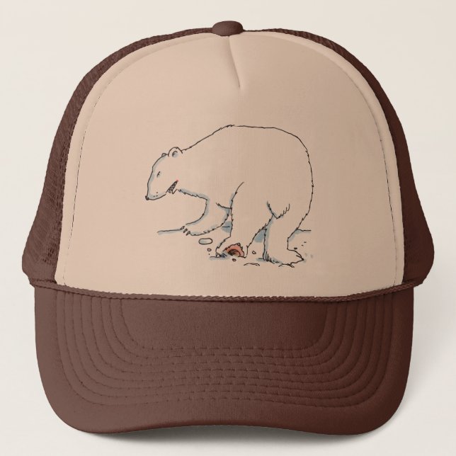 Polar Bear brown and tan foam trucker hat (Front)
