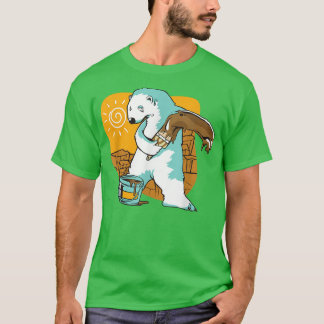 Polar Bear Brown Paint Environmental Climate Prote T-Shirt