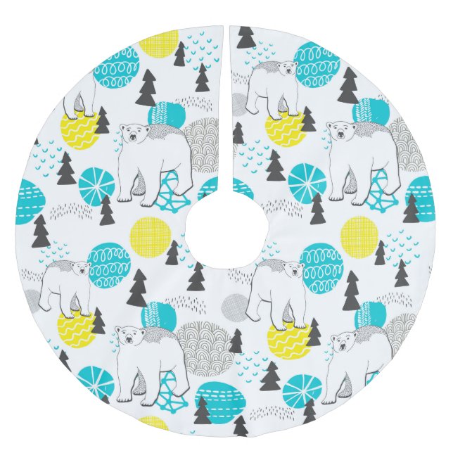 Polar bear brushed polyester tree skirt (Front)