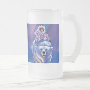 Polar Bear Bus Frosted Glass Beer Mug