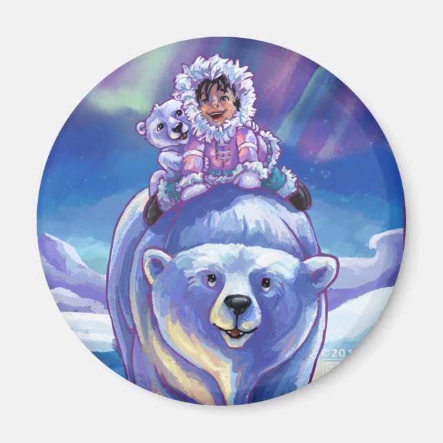 Polar Bear Bus Magnet (Front)