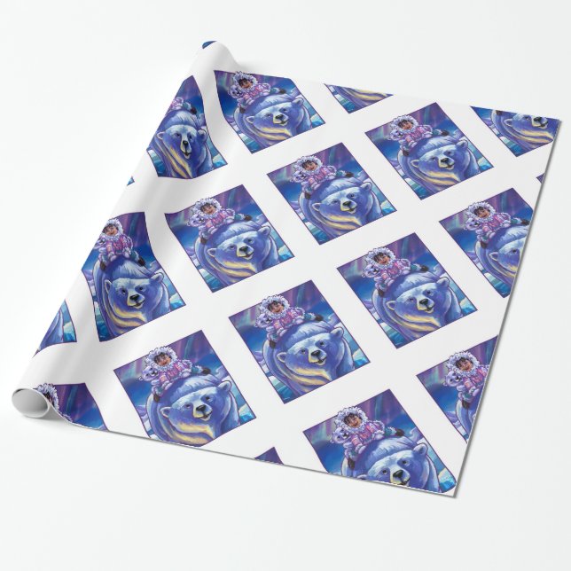 Polar Bear Bus Wrapping Paper (Unrolled)