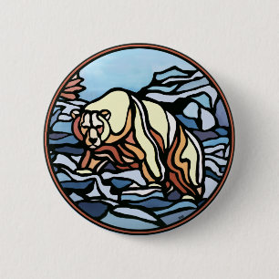 Polar Bear Button Native  Wildlife Art Button
