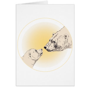 Polar Bear Card Bear & Cub Cards Wildlife Art Card