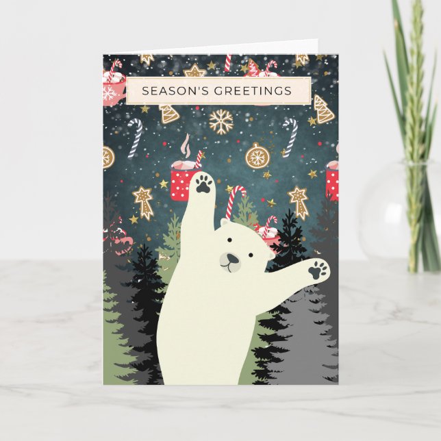 Polar Bear Card, Season's Greetings  Holiday Card (Front)