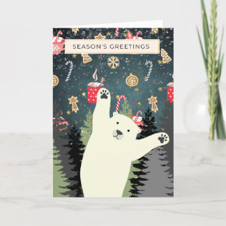 Polar Bear Card, Season's Greetings  Holiday Card