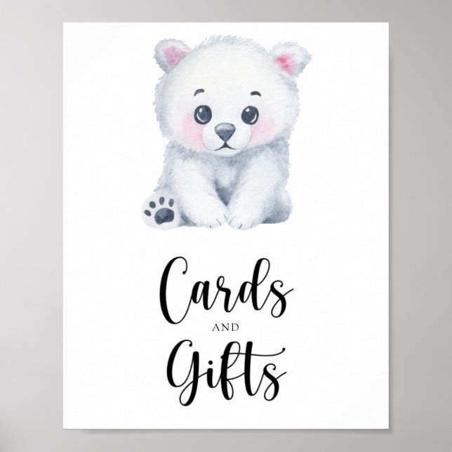 Polar bear - cards and gifts baby shower poster (Front)