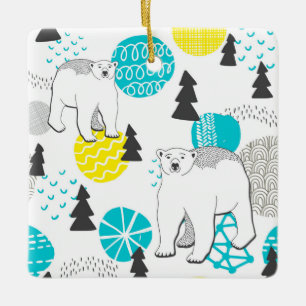 Polar bear ceramic ornament