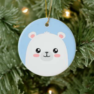 Polar bear ceramic tree decoration