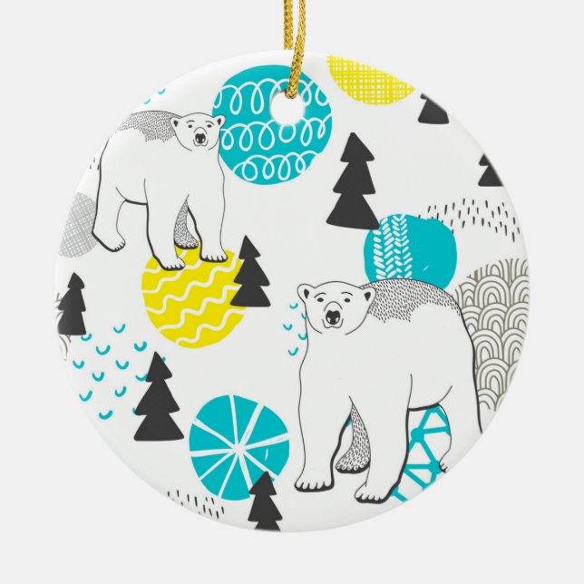 Polar bear ceramic tree decoration (Front)