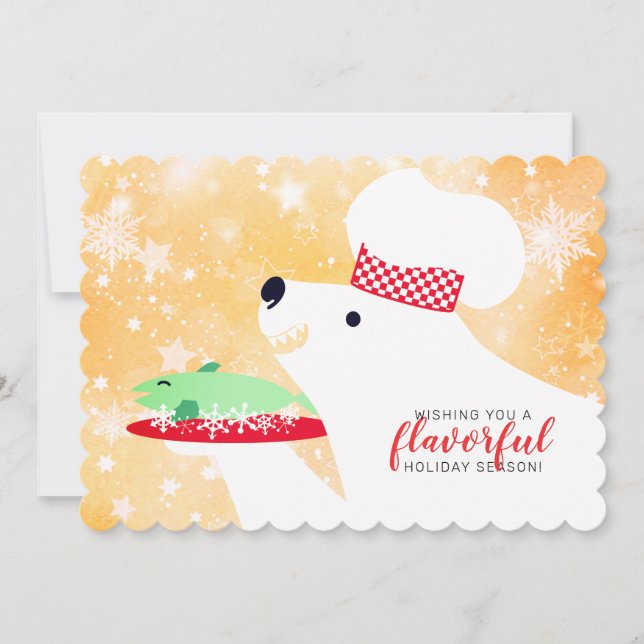 polar bear chef catering restaurant Christmas card (Front)