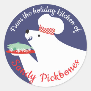 polar bear chef fish Christmas food stickers