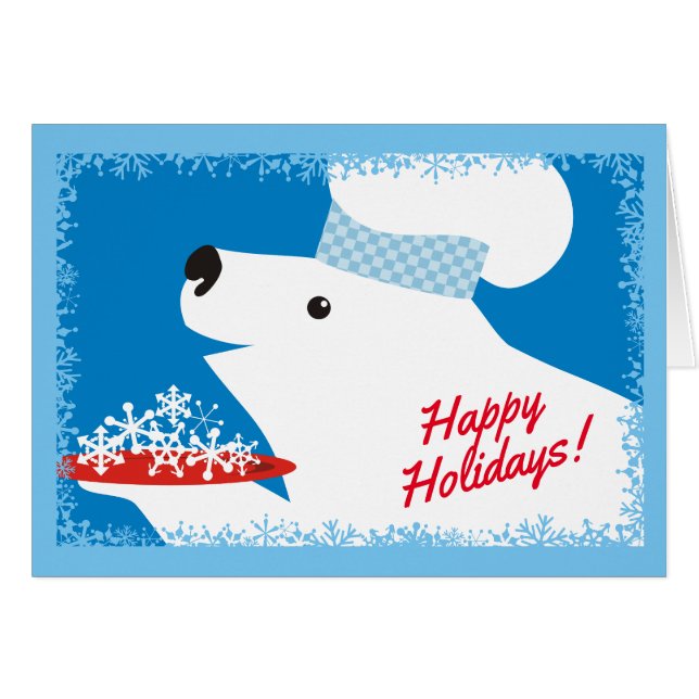 polar bear chef serving snowflakes Christmas (Front Horizontal)