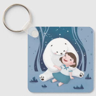 Polar Bear & Child Illustration Key Ring
