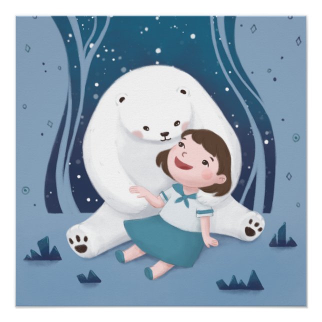Polar Bear & Child Illustration Poster (Front)
