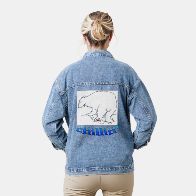 Polar Bear chill women denim jacket (Model)