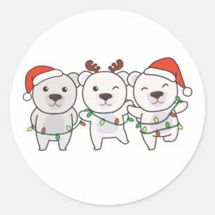 Polar Bear Christmas Animals Cute Polar Bear Classic Round Sticker