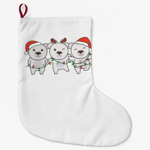 Polar Bear Christmas Animals Cute Polar Bear Large Christmas Stocking