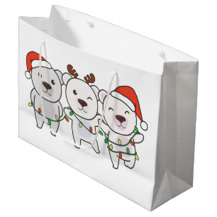 Polar Bear Christmas Animals Cute Polar Bear Large Gift Bag