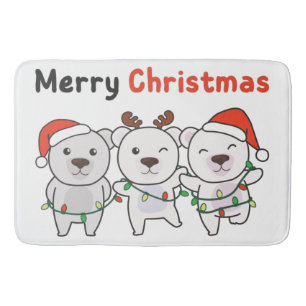 Polar Bear Christmas Animals Polar Bears Merry Bath Mat